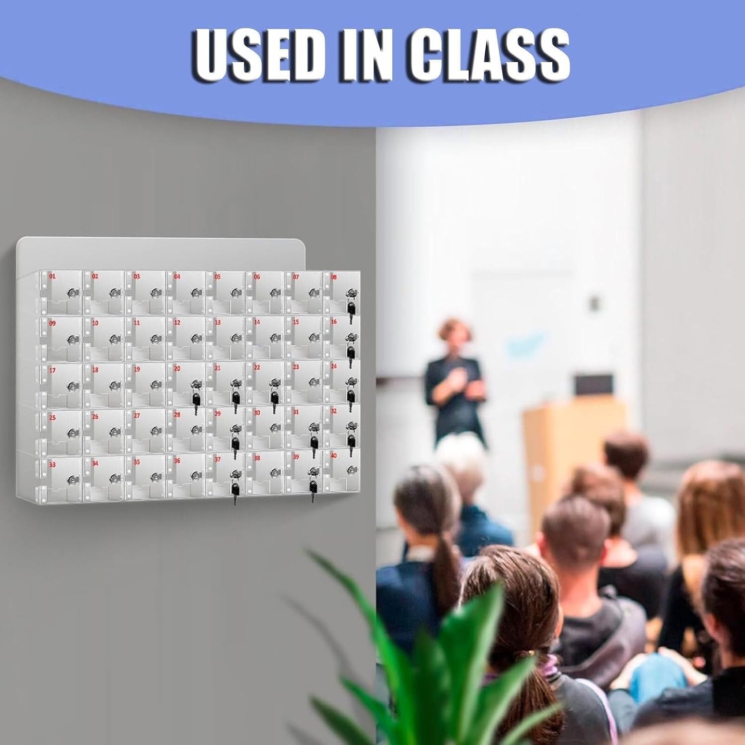 Mobile Phone Storage Box Transparent Acrylic Mobile Phone Security Locker with Key,Wall-Mounted Cell Phone Locker - Transparent Acrylic Storage Cabinet for Classroom, Office, and Factory - 8