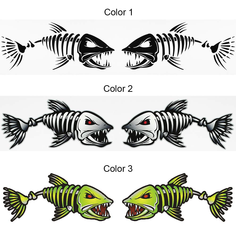 Adesivi di pesce, 2 pezzi di pesce denti bocca adesivi scheletro pesce adesivi barca da pesca canoa kayak accessori grafici