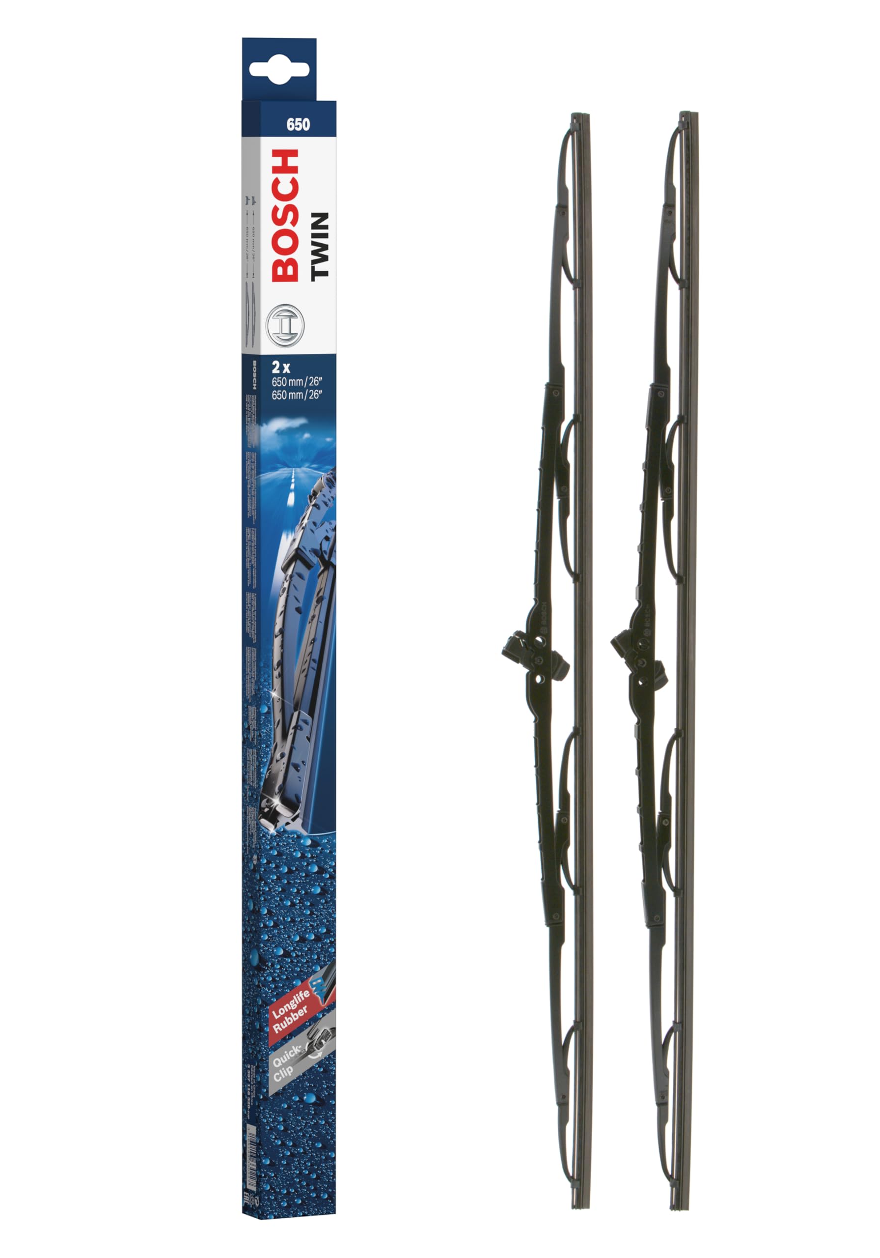 Bosch Scheibenwischer Twin 650, Länge: 650mm/650mm – Set für Frontscheibe