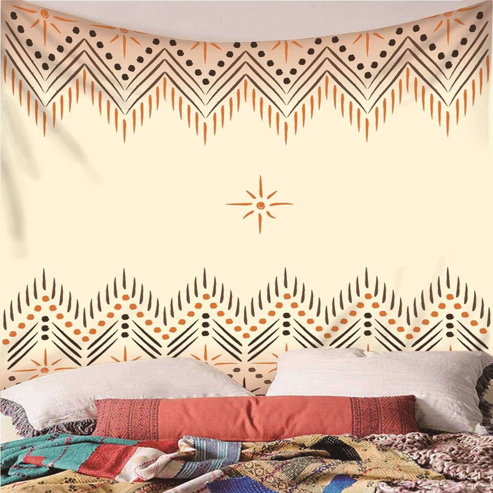 Homxi Wandteppiche Wandbehang 260 x 240 CM,Wandtuch Psychedelic Polyester Vintage Muster Beige Wandteppich Psychedelic