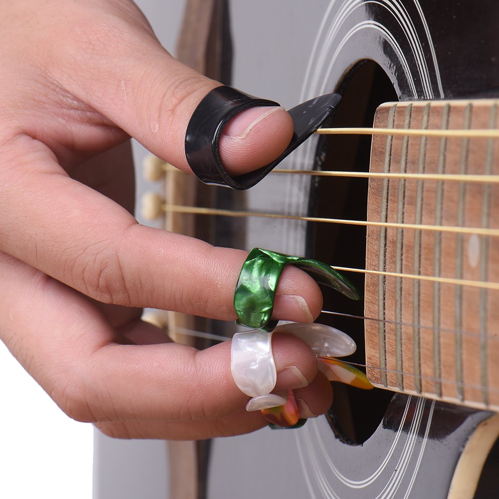 RuiJOTWAT Stainless steel index finger guitar pick, thumb finger, celluloid guitar finger cover - Image 2