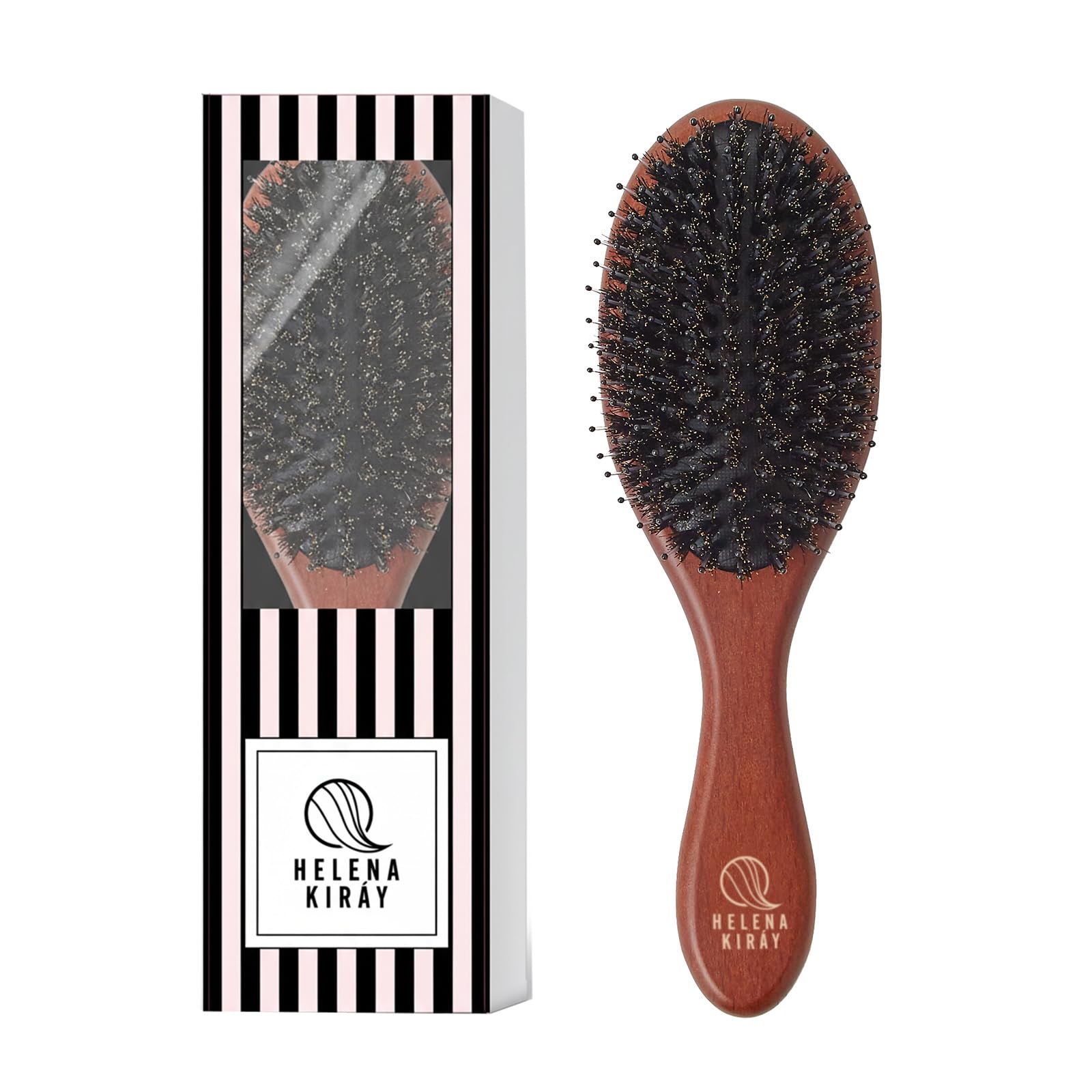 Boar Hair Paddle Brush with Natural Wood Handle