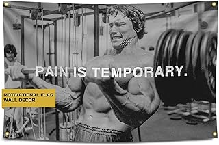 Gold Trident Pain is Temporary Motivational Gym Banner - Inspire Your Workout with this Banner - Perfect Fitness Wall Decor for Gym, Dorm - Stay Motivated with Cool Motivation Art - 3x5 Feet