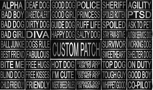 Miniatura 14 de Dogline Parche reflectante personalizado para arnés de chaleco o collar, parches personalizados con texto personalizable con gancho en la parte