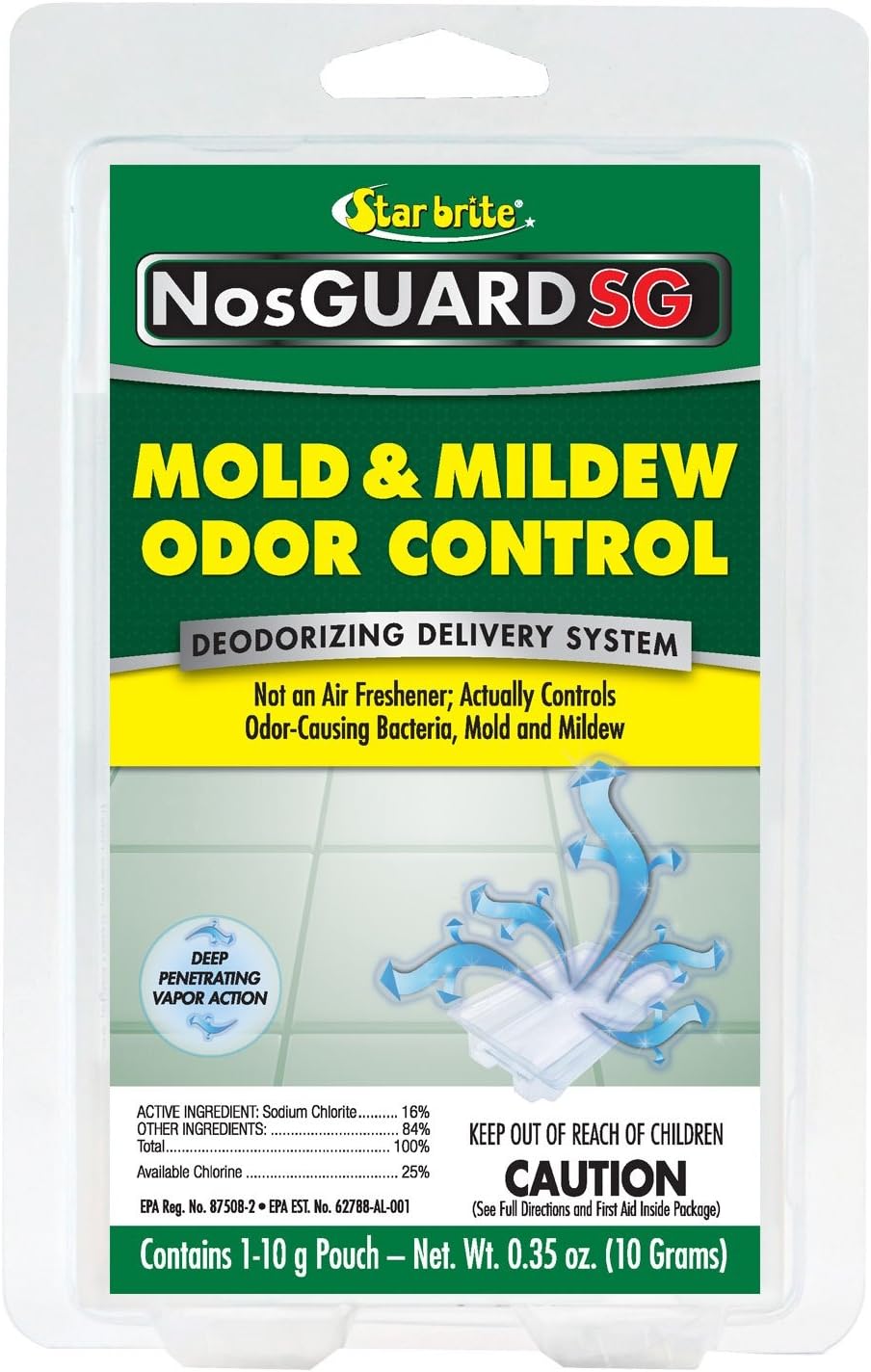 Mold & Mildew Odor Eliminator - 10 Grams - ClO2 Gas Generator - Powerful Chlorine Dioxide Vapor - Long-Lasting Odor Control - Ideal for Homes, Boats & Commercial Spaces (122010)