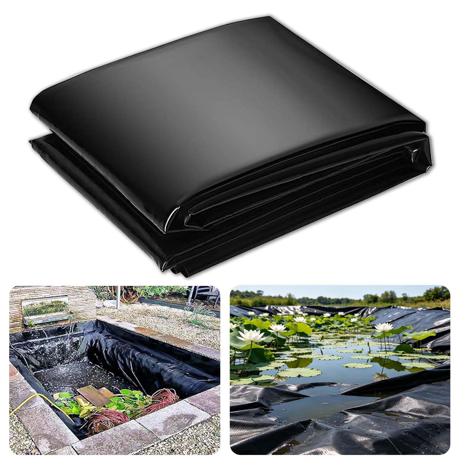 Whnoorher Heavy Duty HDPE Liner High Tensile Waterproof Pond Liners Black Foldable Impermeable Film Flexible Impermeable Pond Membrane for Lotus Ponds/Construction Site(7x10m(23x32.8ft))