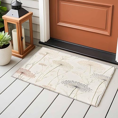 Miniatura 5 de 2x3 Door Mat, Dandelion Retro Leaves Non-Skid Rubber Backing Large Rectangle Rugs - Living Room Bedroom Home Office, Farmhouse Botanical Watercolor