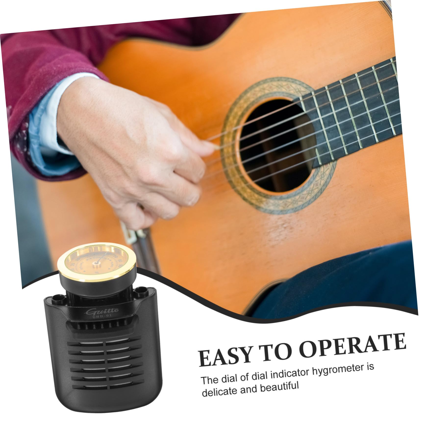 ibasenice 2pezzi Umidificatore Per Chitarra Acustica e Igrometro Portatile Materiale Design Con Spugna Per Umidificazione Senza Confusione Manutenzione Facile Per Chitarre e Ukulele Durata