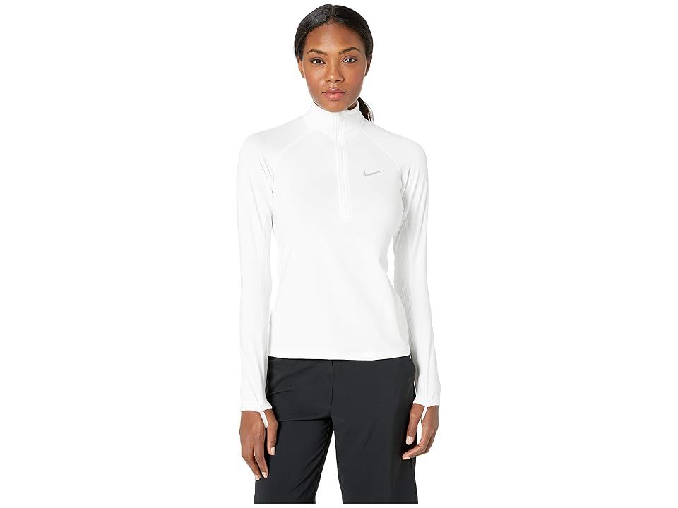 

Nike Pro Warm 1/2 Zip (White/Wolf Grey) Women's Long Sleeve Pullover