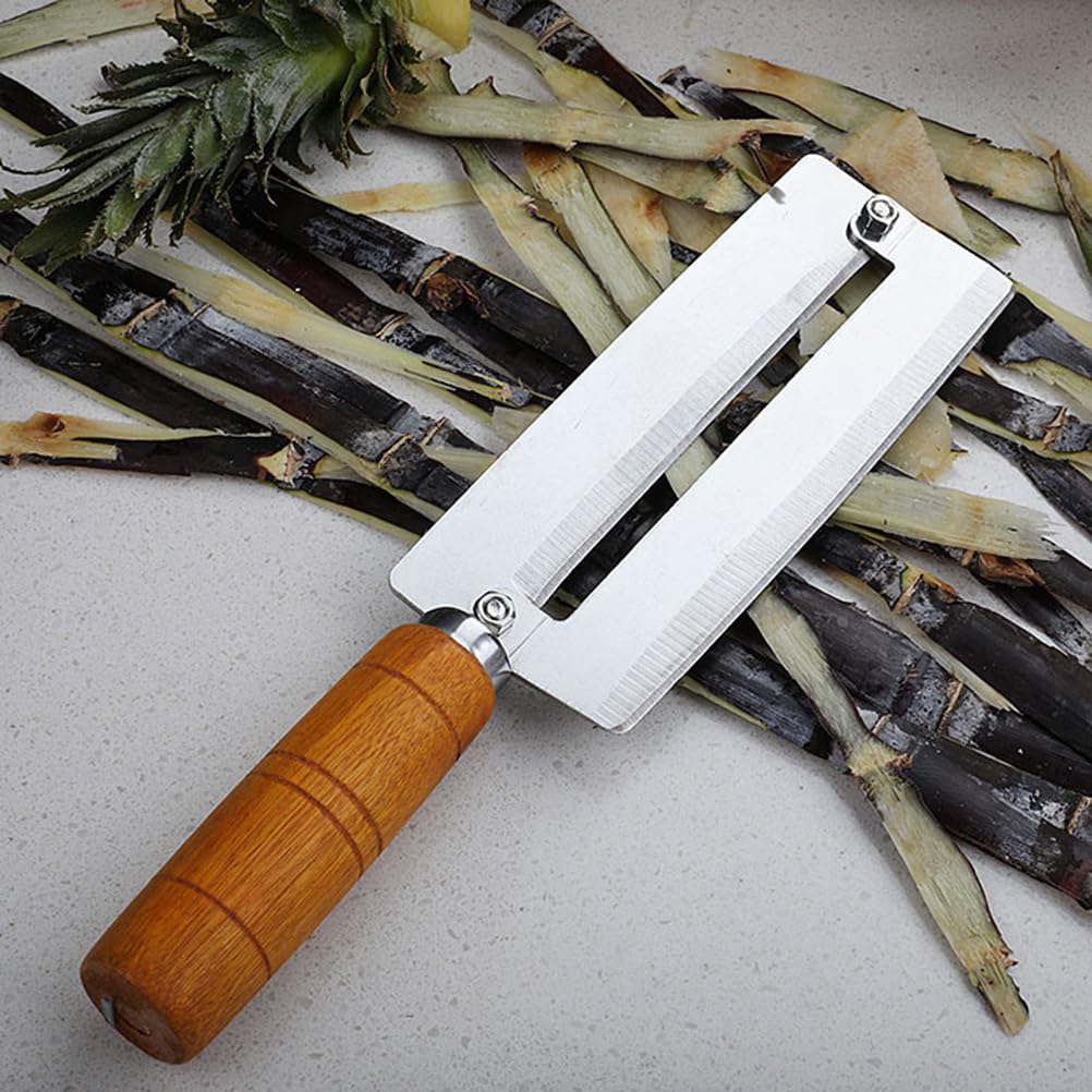 BESTonZON Fruit Peeler Tool Tool Cane Sugar Peeler Knife Cutter Wooden Wood Kitchen Stainless Planing Peeling Handle with Peeler: Paring Steel Fruit Pineapple Fruit Peeler Steel