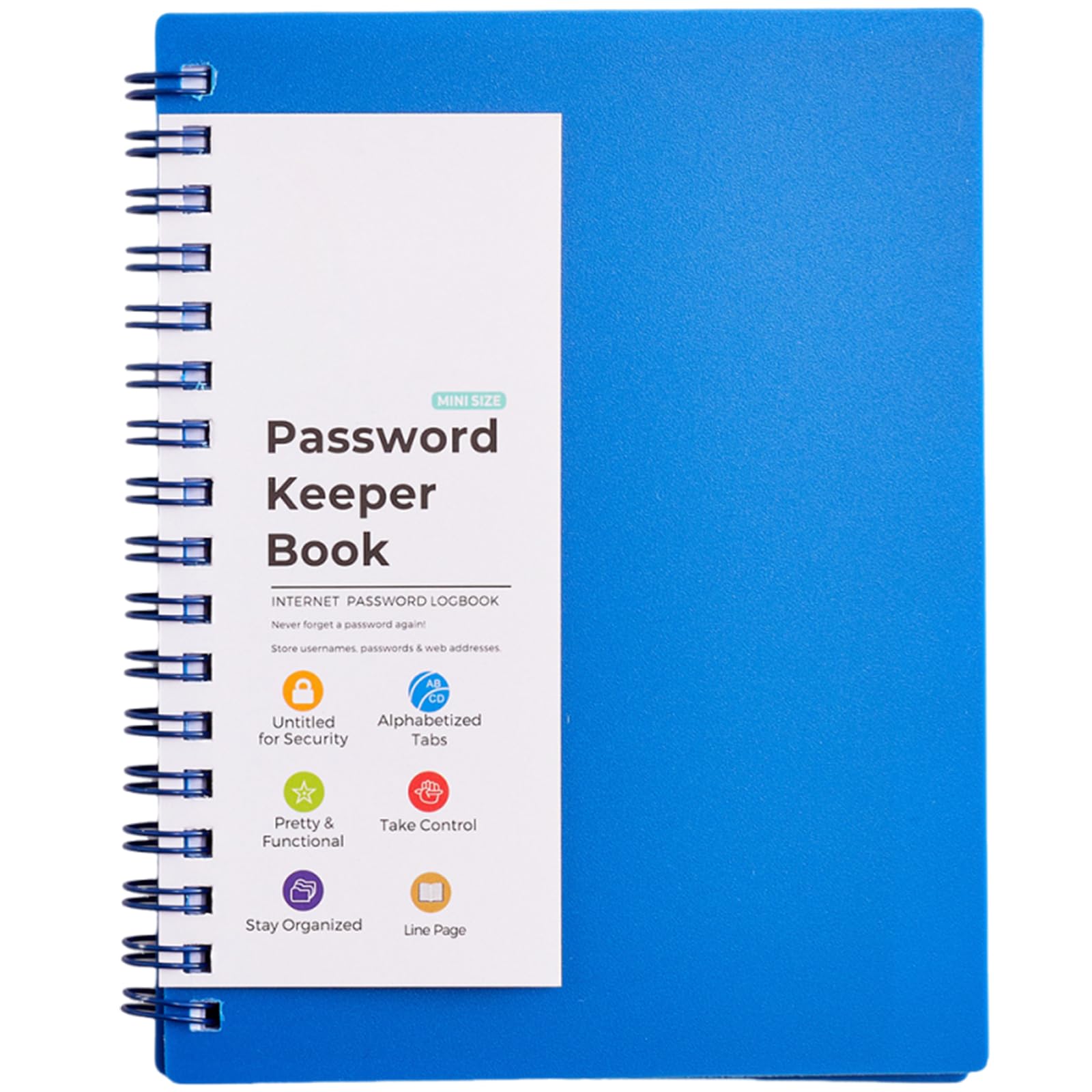 Jazuaiao A 6 Spirals Notebook Diary Writing Pad Password Keeper Book with Indexed Password Organizers Spirals Notebook