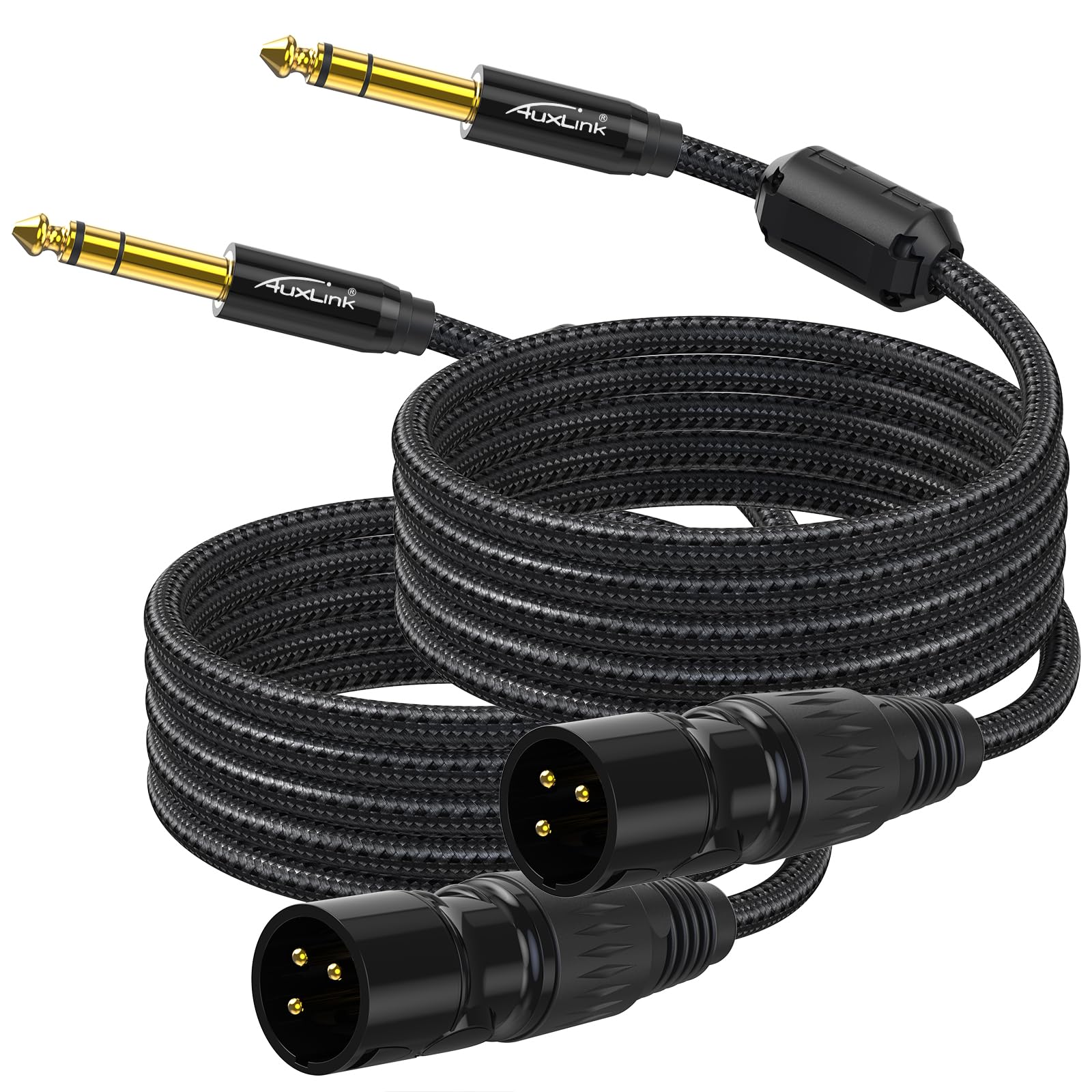 Wtyczka XLR na 1/4, TRS na 6,35 mm, 4,5 m, pozłacana wtyczka, pleciony nylon, 1,4 cm na wtyk XLR, kabel do głośnika, miksera, wzmacniacza, 2 opakowania