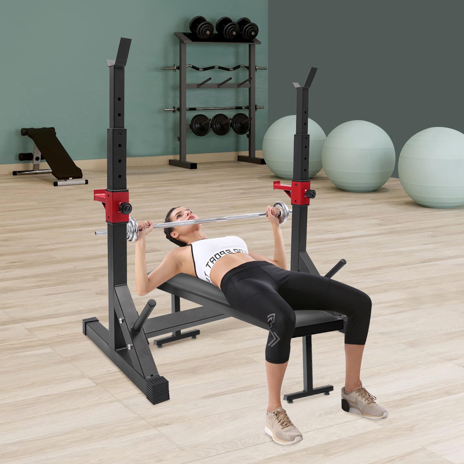Ripiano per manubri, squat rack, supporto per bilancieri, portata fino a 250 kg, supporto regolabile per bilancieri, per palestra a casa, sollevamento pesi