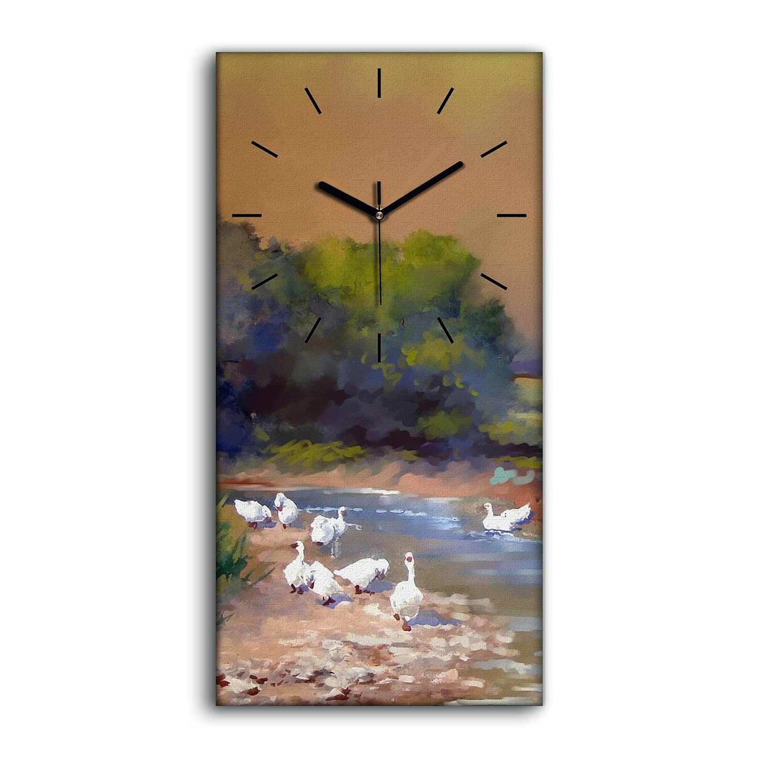 Horloge Murale Toile Poétique 30x60cm Tableau Silencieux pour une Maison Chaleureuse