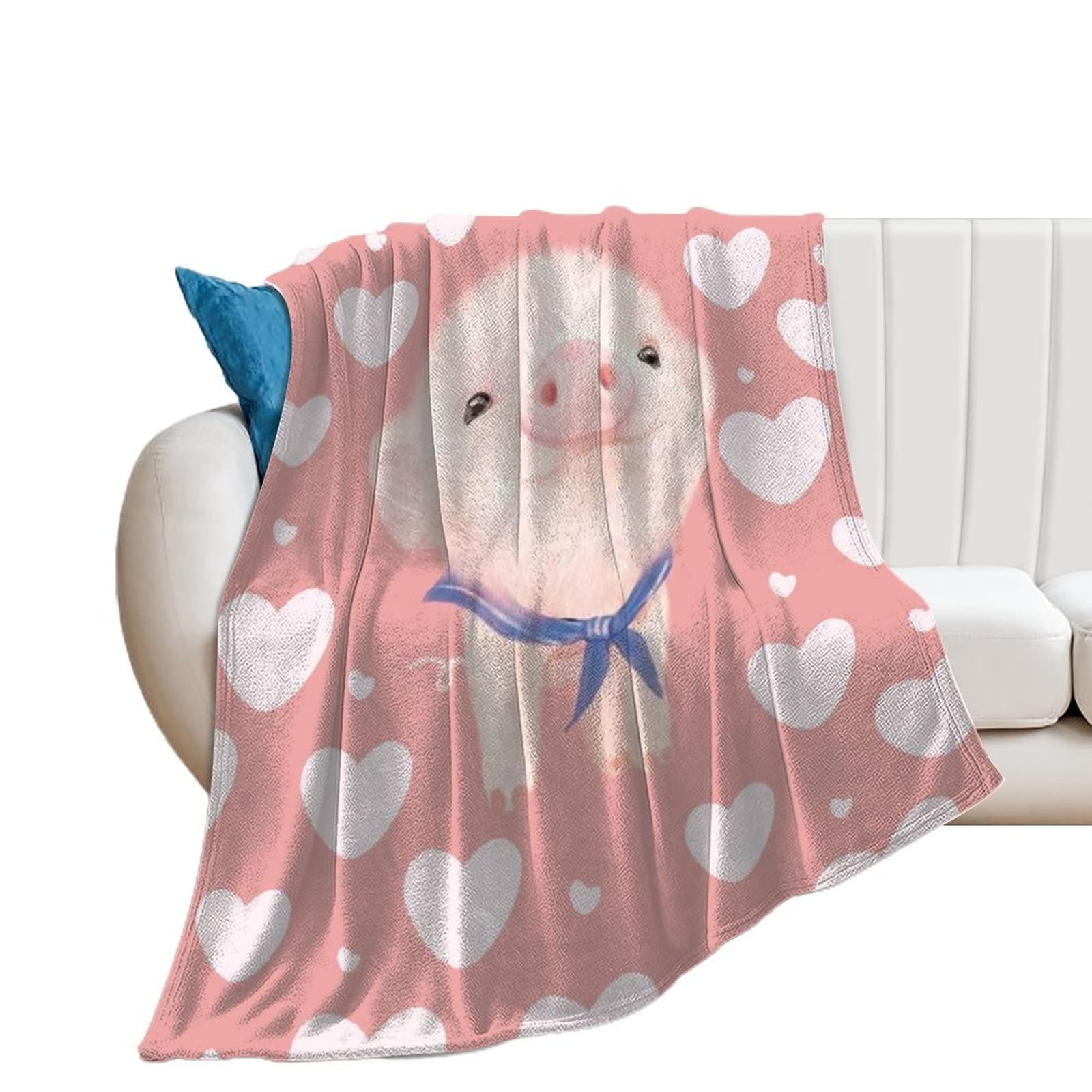 Cute Pig Blankets & Throws Warm Ultra-Soft Microfiber Fleece Blanket for Bed Couch Living Room（40"x50"-Suitable for Kids/Girl/Boy）