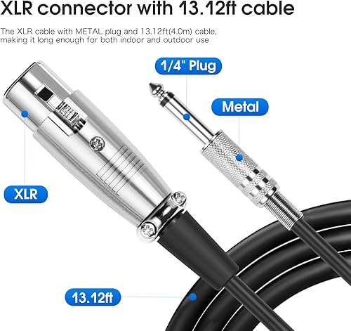 Miniatura 5 de KM88 Micrófono de karaoke de mano con cable, micrófono vocal dinámico súper cardioide con cable de audio XLR desmontable de 13.12 pies e interruptor