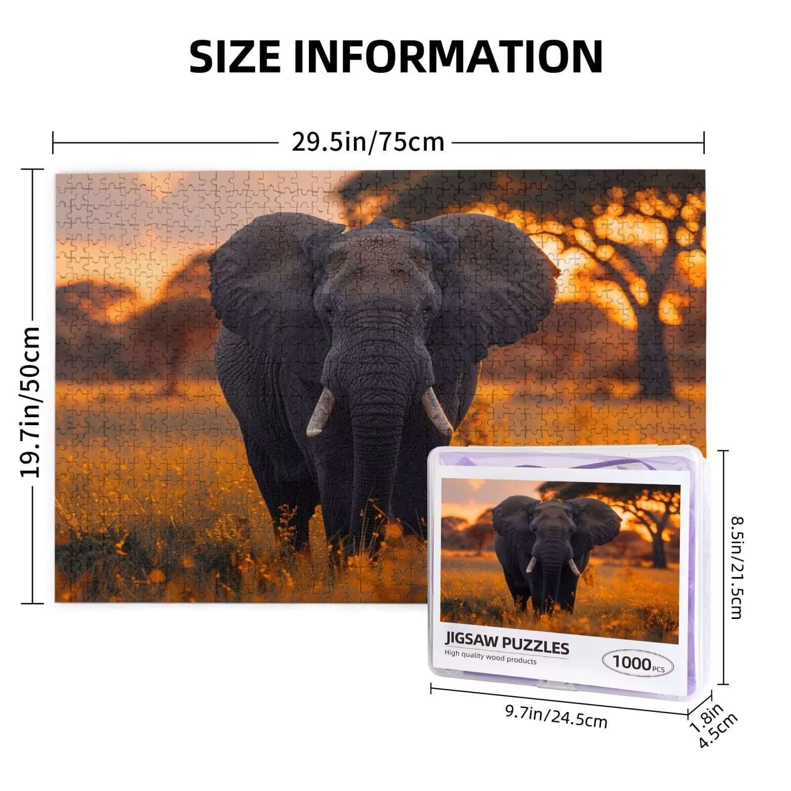 Puzzle Elefant Puzzle 3000 Teile Wiese Puzzles Erwachsene mit Geschenkbox, DIY Groß Holzpuzzle für Erwachsene, Geschicklichkeitsspiel für Die Ganze Familie Geschenke für Frauen 81 x 122 cm -1230y