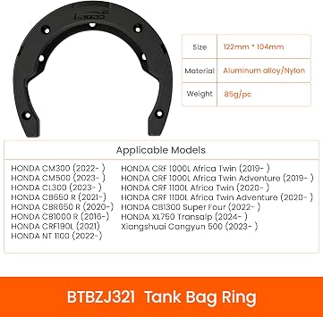 Loboo Motorcycle Tank Bag Expandable Motorcycle Bag, Magnetic Suction Quick Release No Contact With The Paint Surface Of The Fuel Tank Will Not Damage The Paint Surface, Compatible With HONDA