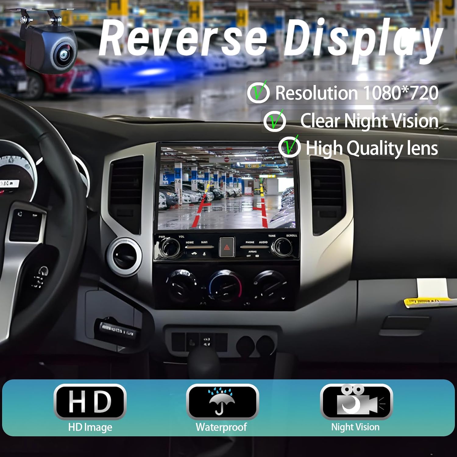 Android 14 Radio for Toyota Tacoma 2005‑2015 Stereo 10.36-Inch HD Touch Screen Head Unit Multimedia Stereo Video Player with Android Auto CarPlay 5G WiFi GPS Navigation DSP FM/AM + Backup HD Camera