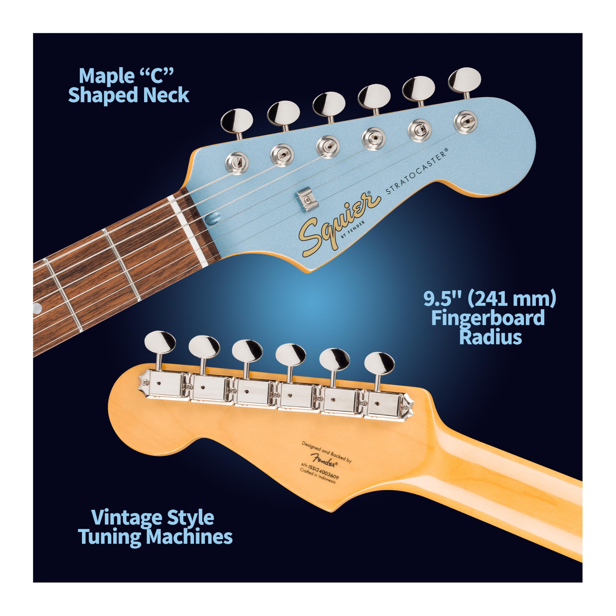 Amazon.com: Squier Classic Vibe '60 Second Stratocaster Hss, Ice