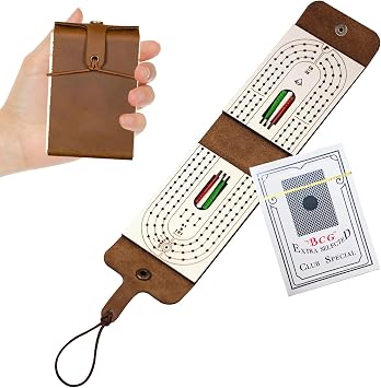 nnOuOnn Classic Cribbage Game Personalized Travel Cribbage Board Set | Classic Games with Full Deck of Cards and 6 Pegs for Game Night, Travel