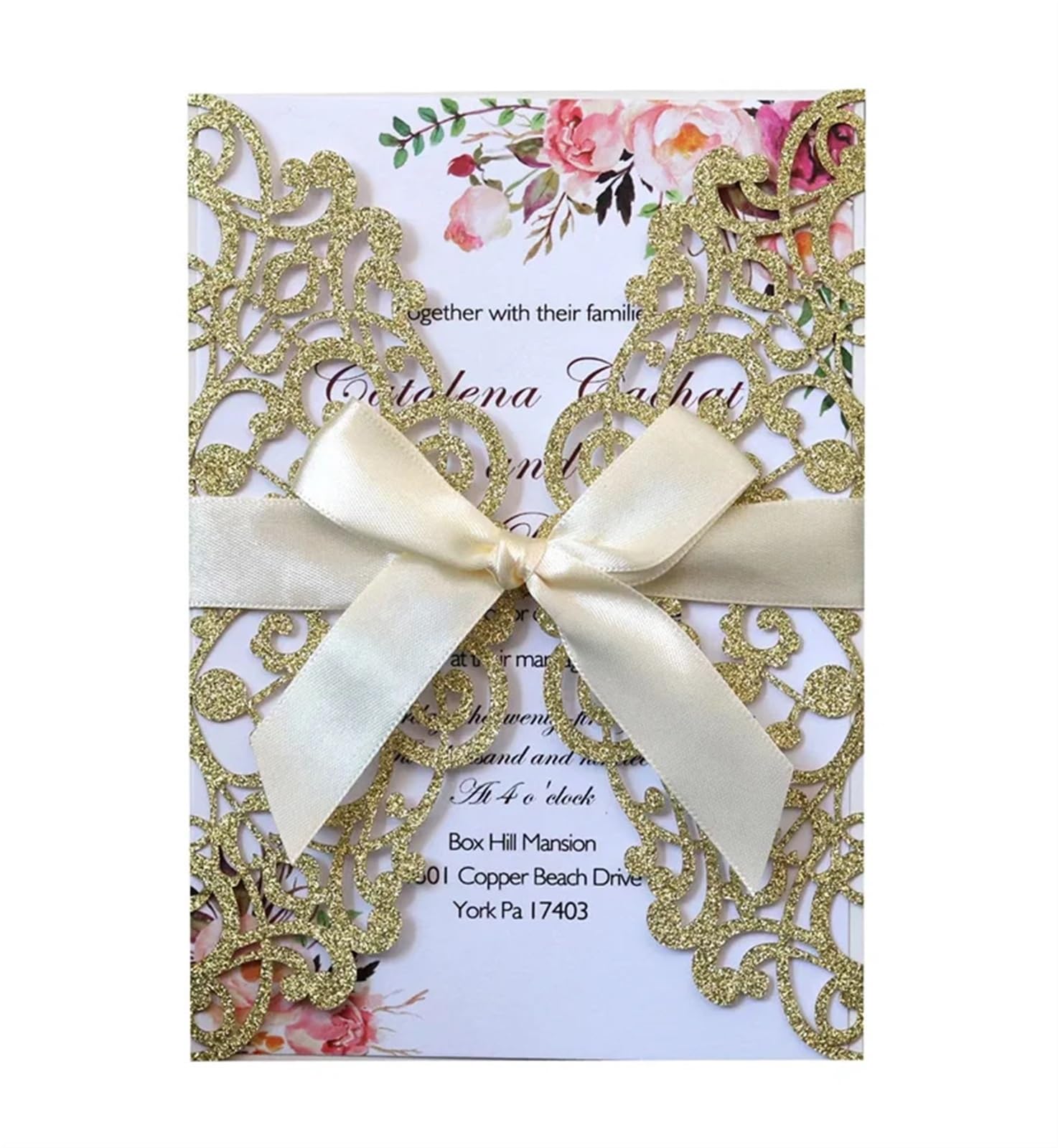Hochzeitseinladung 25/50/100 Stück Hochzeitseinladungskarten, Verlobung, Hochzeit, Party, Dekoration für Heimwerker(Gold,50pcs)