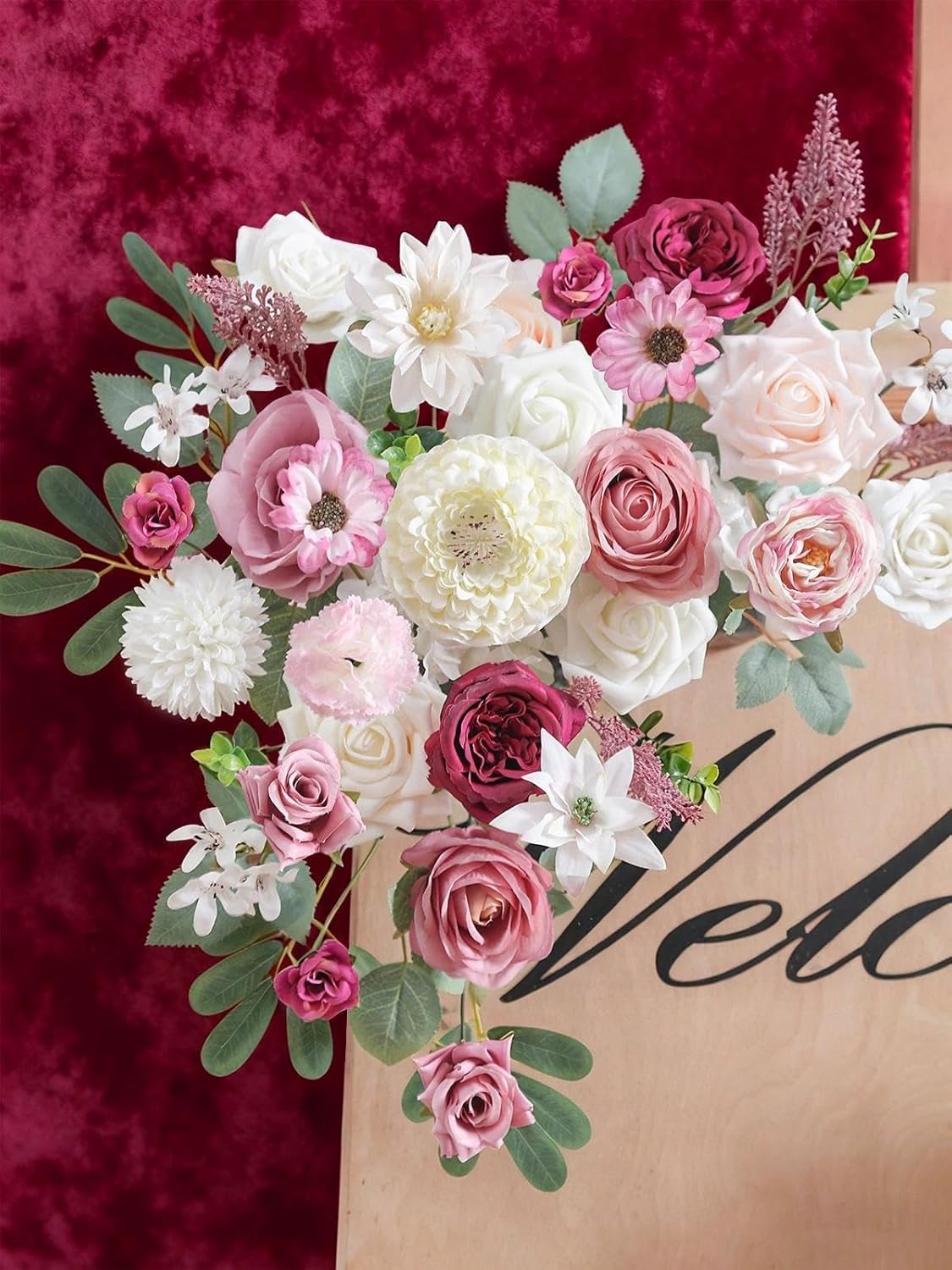 Artificial Flowers Box White Pink Silk Fake Roses with Stems for DIY Wedding Bridal Bouquets Floral Arrangement Table Centerpieces Cake Birthday Party Wreath Baby Shower Home Decor - Image 9