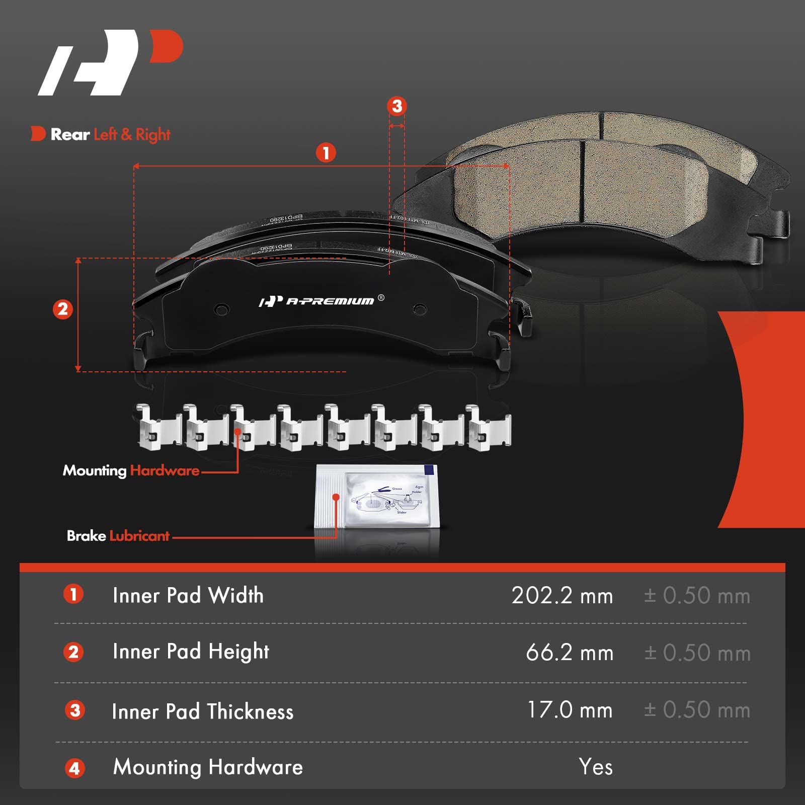 Detroit Axle Rear Ceramic Brake Pads W/ Hardware – For Ford E-250/E-350 Econoline & Club Wagon