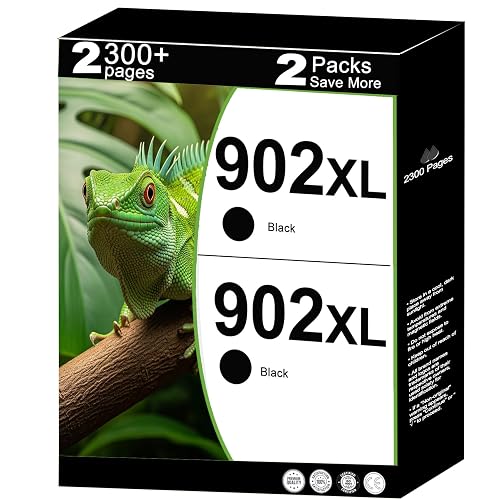 902XL Ink Cartridges Black 2 Pack Compatible for HP 902