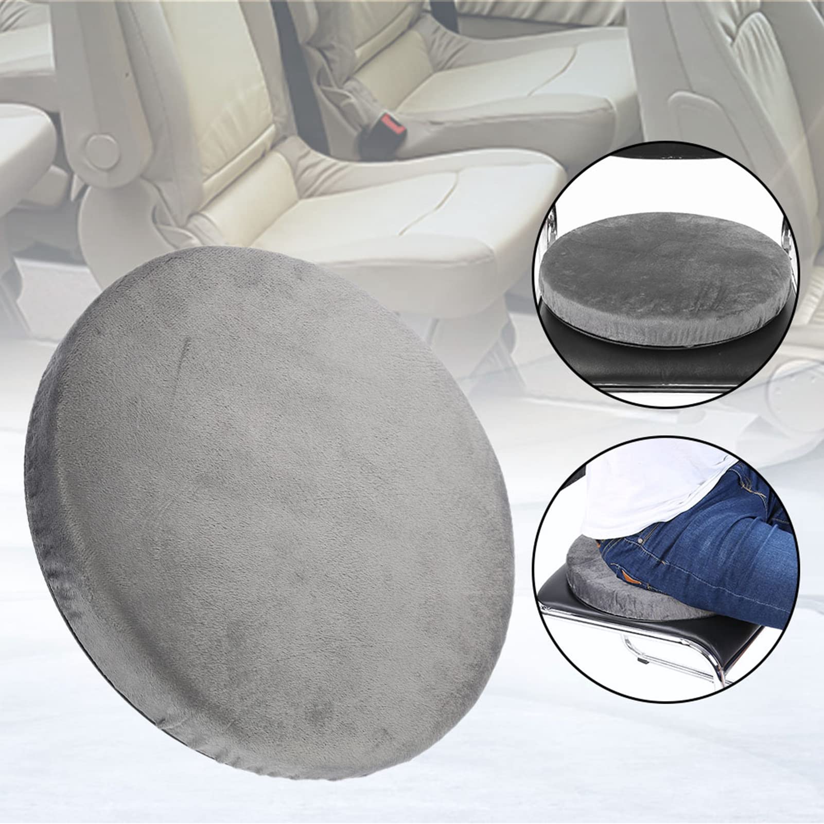 Joyzan Cuscini per Sedie, Rotondo Cuscino Carrozzina Girevole Seggiolino Auto Antiscivolo Sedile Sgabello Sedia Antiscivo Rotante Ortopedico Pad Rotazione Flessibile Domestico Ufficio Memory Anziani