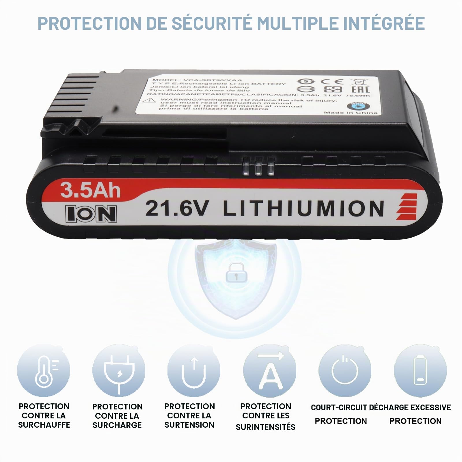 Batterie de Remplacement 21,6 V 3,5 Ah pour Samsung Jet 75, Jet 90 Series aspirateur Balai sans Fil, Batterie Li-ION Compatible avec Le modèle VCA-SBT90/XAA