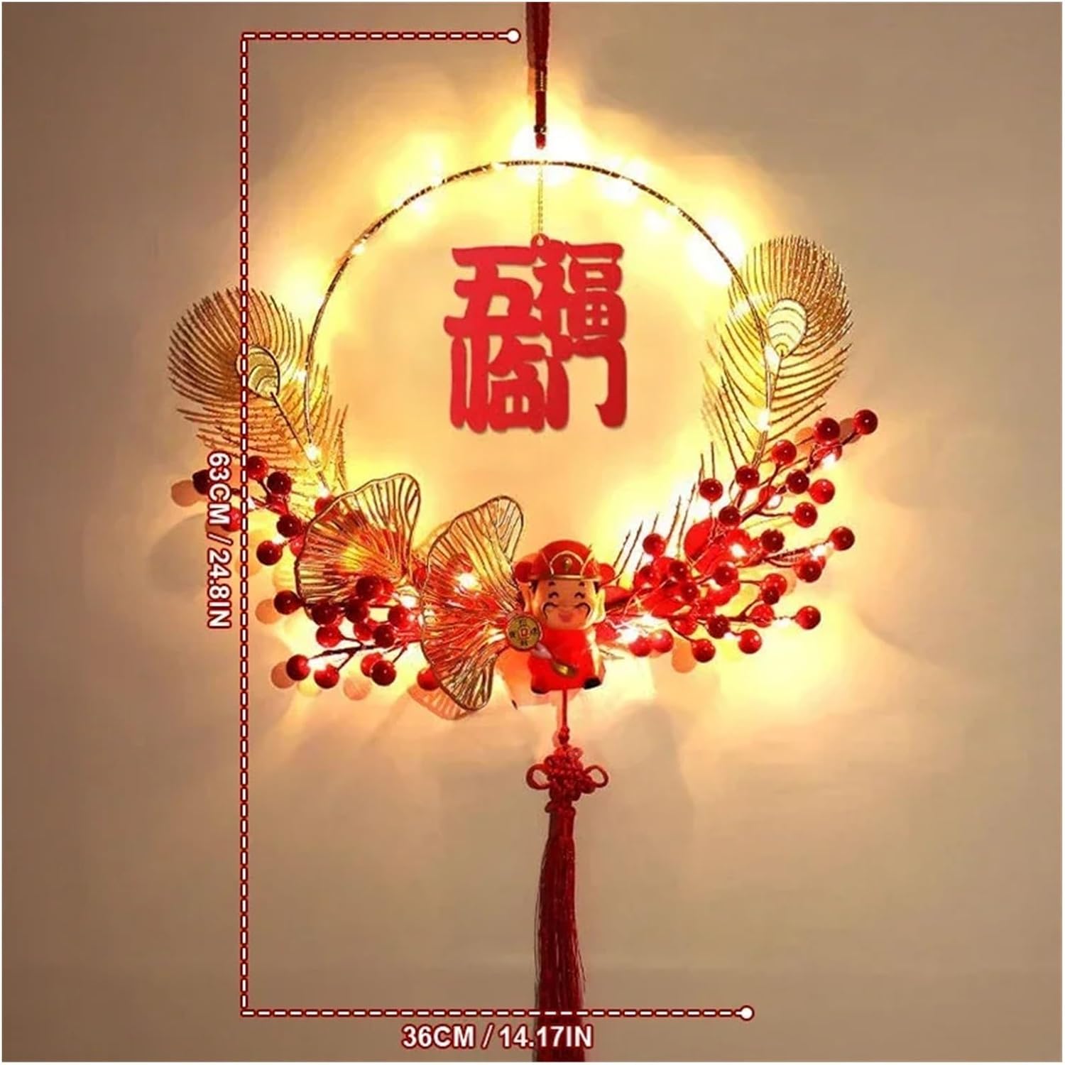Red Chinese Lanterns Chinese New Year of The Wedding Decoration Portable Door Decorations Party Decorations Living Room for Household Red Traditional Hanging Lantern ( Color : Five Blessings ) (Five