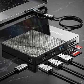 1TB External Hard Drive, USB C & USB 3.0 Multiport Hub+ SD/TF Card Reader 7-in-1 All in One, Docking Station, Multi-Function HDD for Windows, Mac, Android, iPhone 15/16/17, Laptop, Desktop