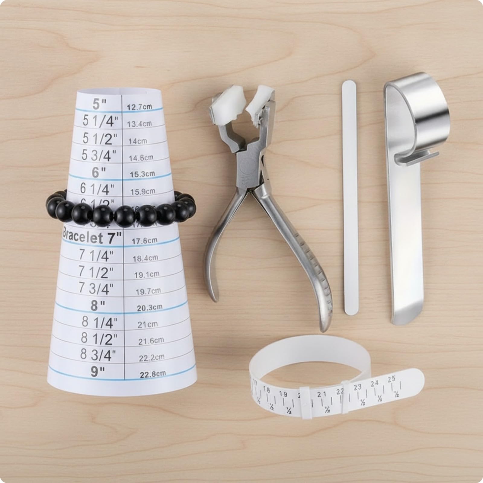 5 Piezas Medidor Pulseras con Cono | Profesional, Útil, r Pulseras con Alicates, para Manualidas en Casa, Principiantes