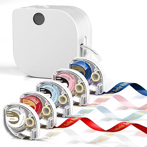 Phomemo Label Makers - Impresora portátil de etiquetas Bluetooth, máquina etiquetadora con cinta de satén, mini etiquetadora con múltiples iconos de
