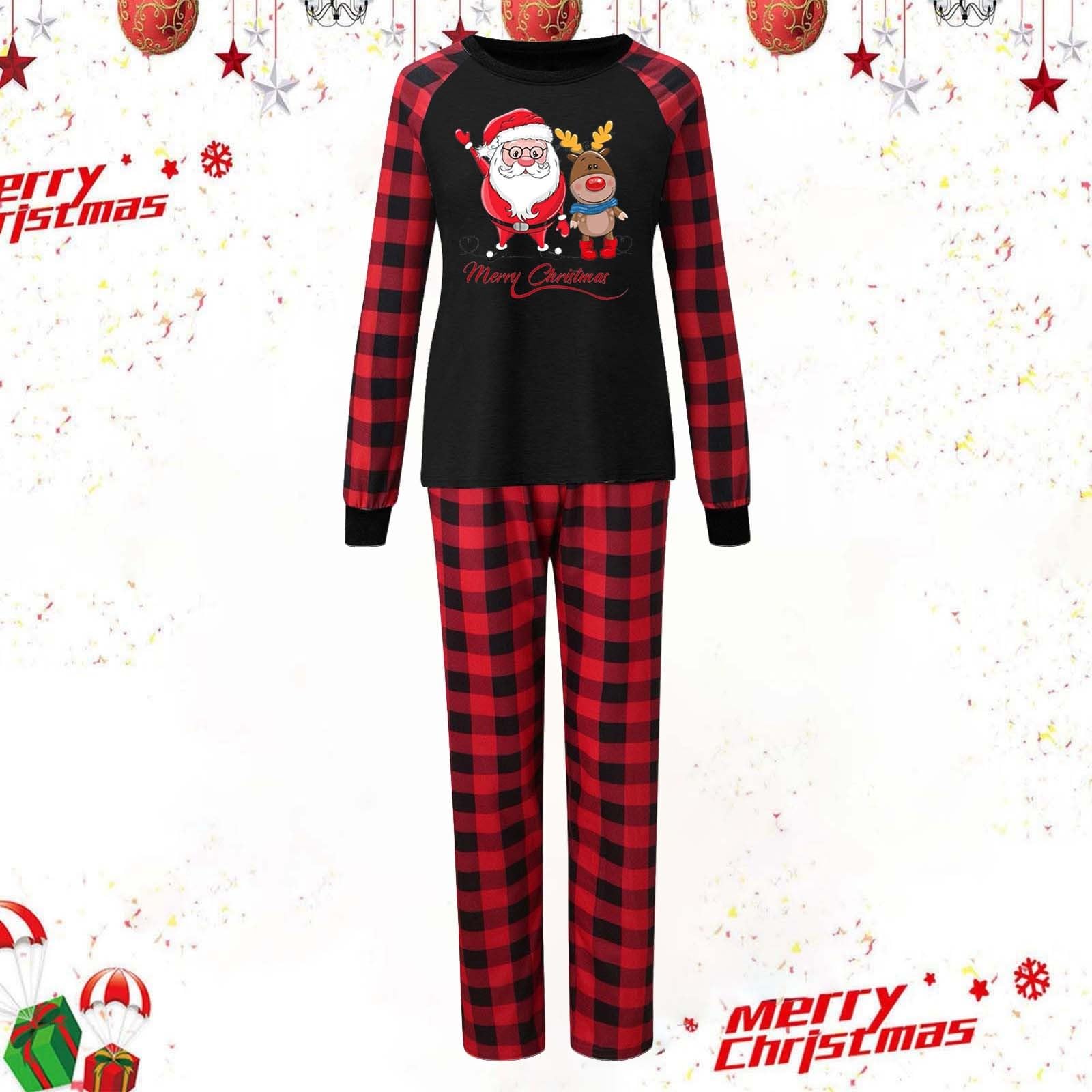Weihnachts Pyjama Set Lang Weihnachtspyjama Hausanzug Weihnachten Family Set Christmas Familie Partner Couple Schlafanzug für Mutter Vater Kinder Baby