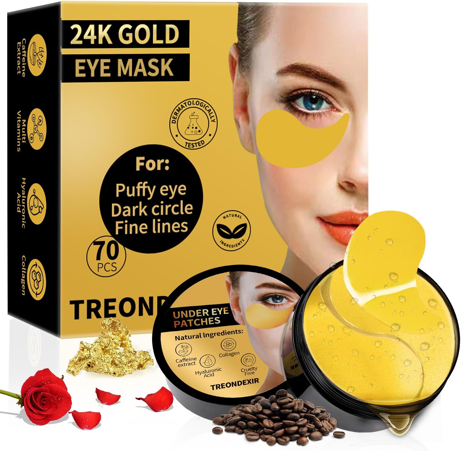 Elite Essentials 24k Gold Eye Mask Under Eye Patches for