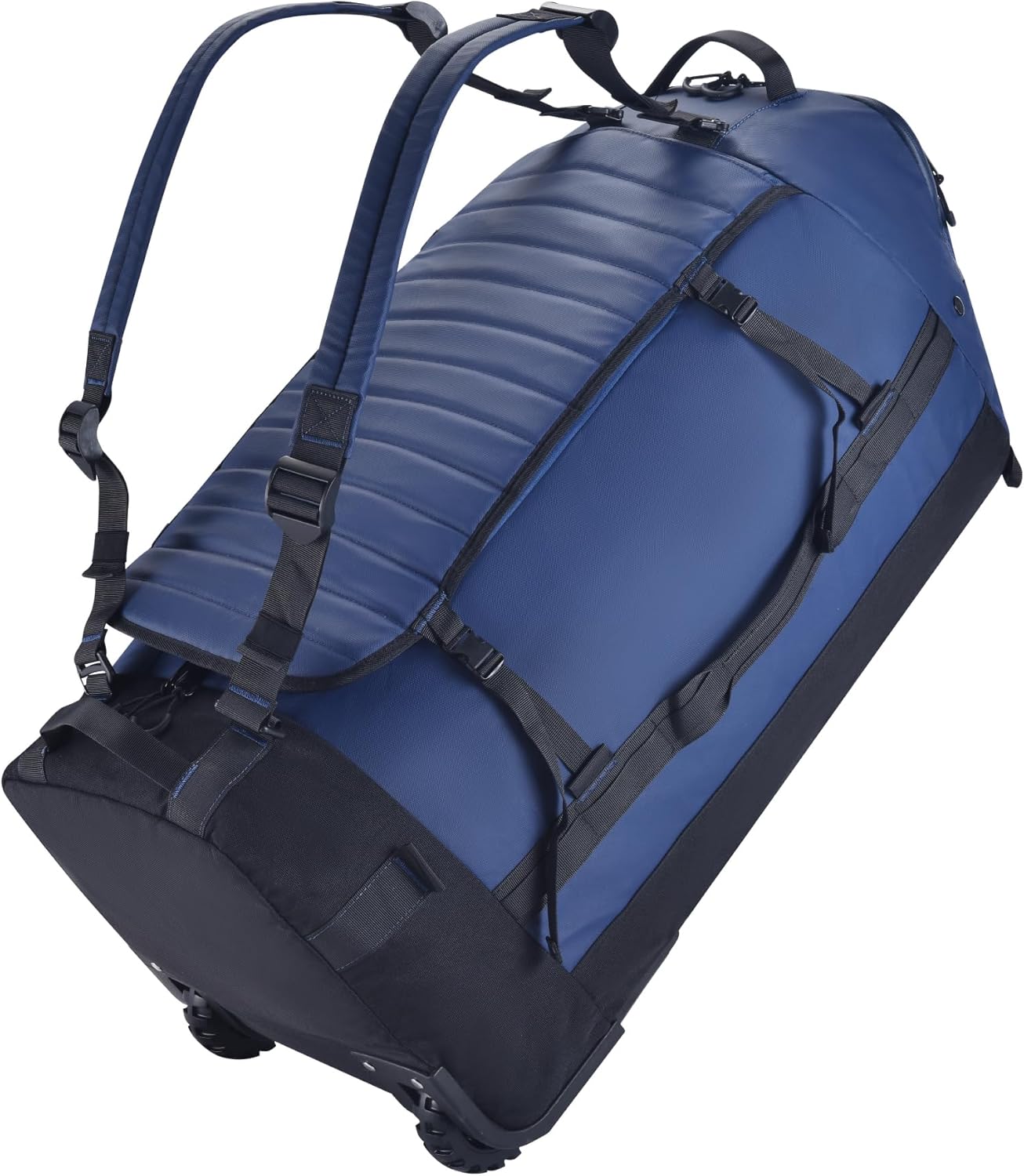 Rolling Duffle Bag with Wheels - 86L Extra Large Travel Duffel, Foldable & Waterproof Checked Luggage for Men, Camping, Sports, Long Trips (Blue)