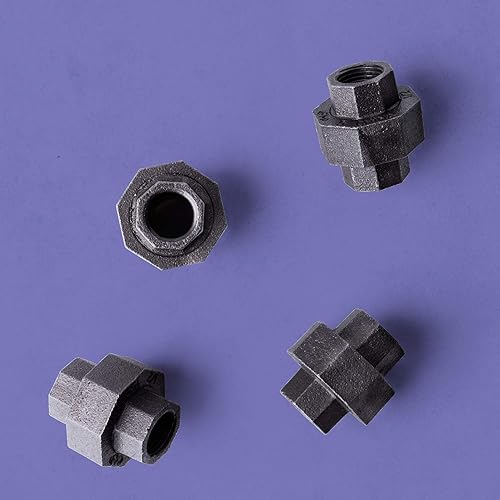 Miniatura 8 de Pipe Decor - Juego de 4 accesorios de tubería de hierro maleable industrial de unión de 12 pulgada por Pipe Decor, componentes de tubería para mesas