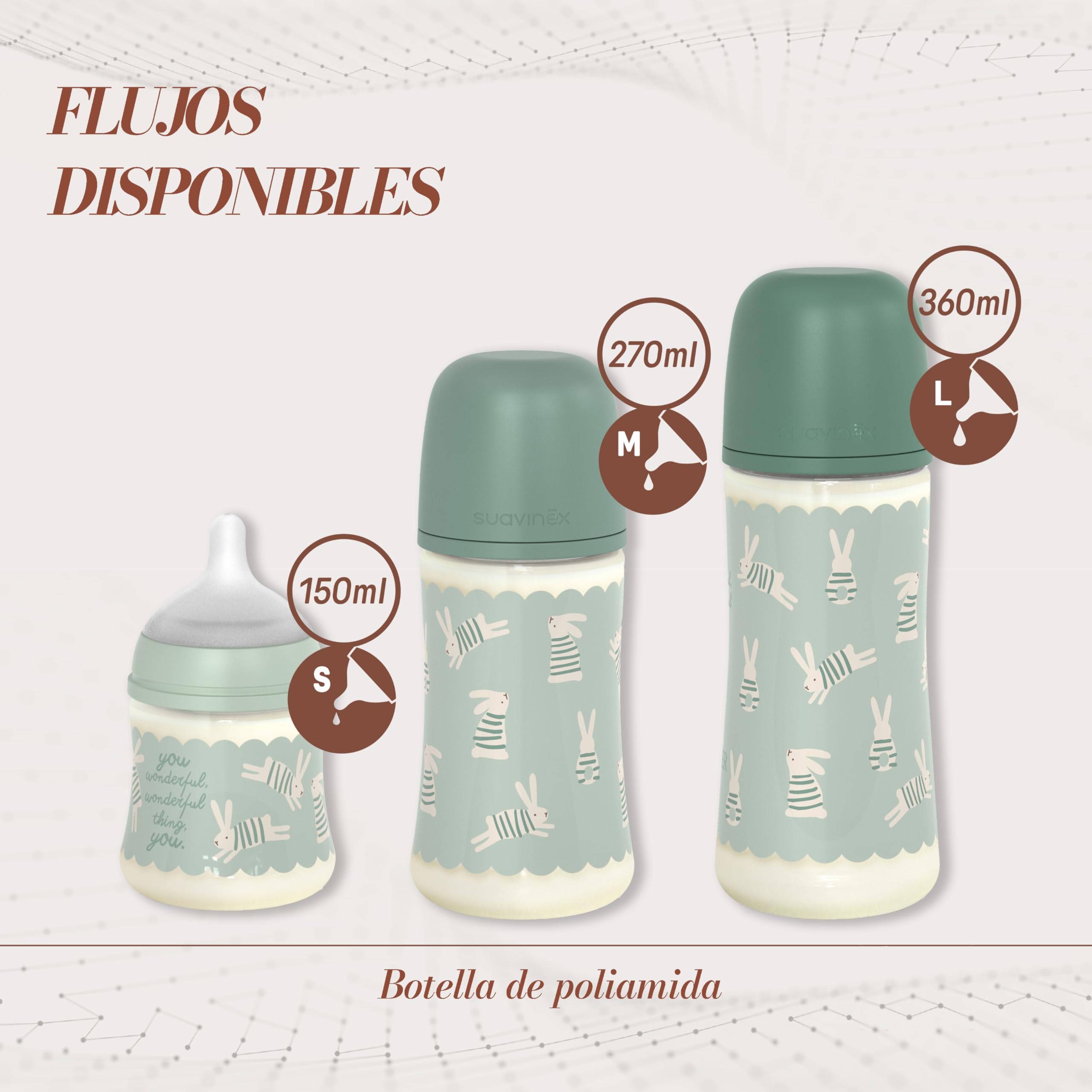 Suavinex, biberon da 270 ml con tettarella SX Pro in silicone, con valvola anticoliche, a flusso medio (M), per liquidi a media densità, latte, succhi di frutta o acqua, Neonati +3 mesi. Wonder Rosa