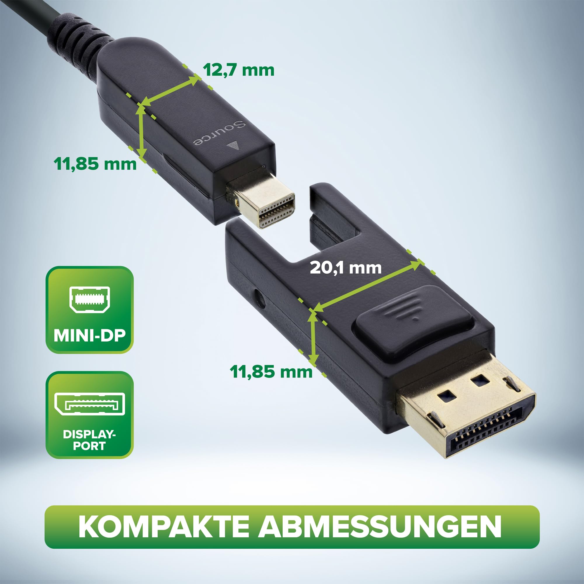 InLine Cavo DisplayPort 1.4 AOC, 8K 4K, 240Hz, connettore rimovibile, lunghezza 20 m, 17220O