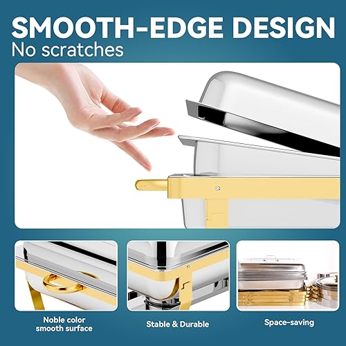 Miniatura 3 de Chafing Dishes for Buffet 4Pack, 9QT Chafing Dish Buffet Set Stainless Steel Buffet Food Warmers Sets for Catering Events Parties Dinners with