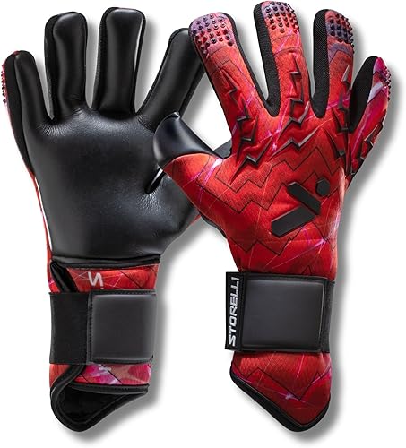 Storelli Guantes de portero Lightning, protección de manos de alto impacto con 5 lomas de dedos integradas, látex básico alemán