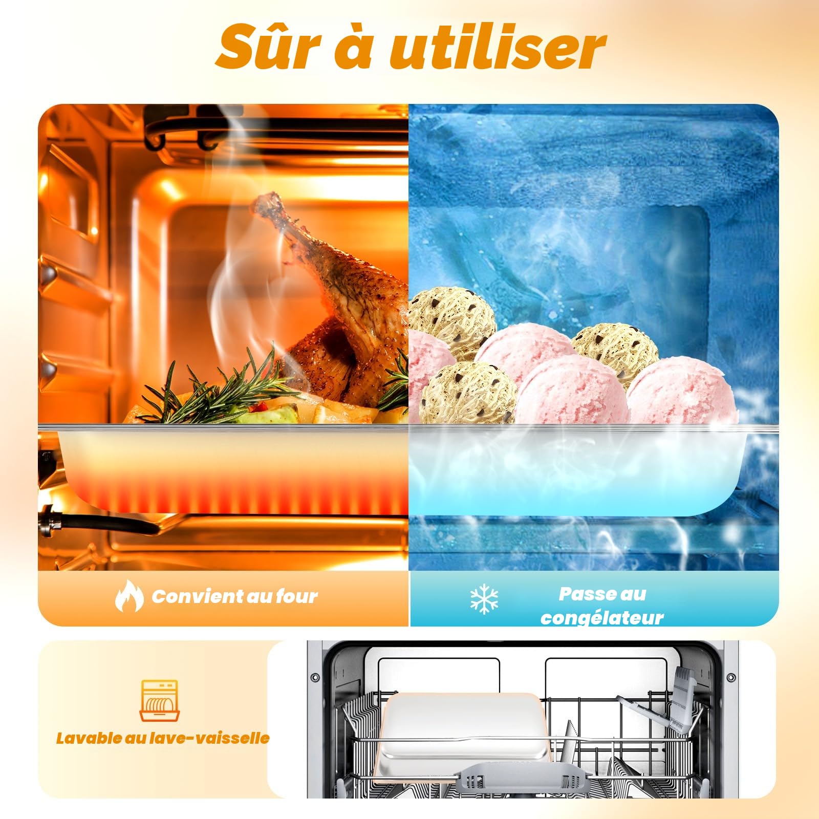 Lot de 4 bols à panure en acier inoxydable - Récipient alimentaire GN avec couvercle - Récipient rectangulaire pour restauration - Pour buffet