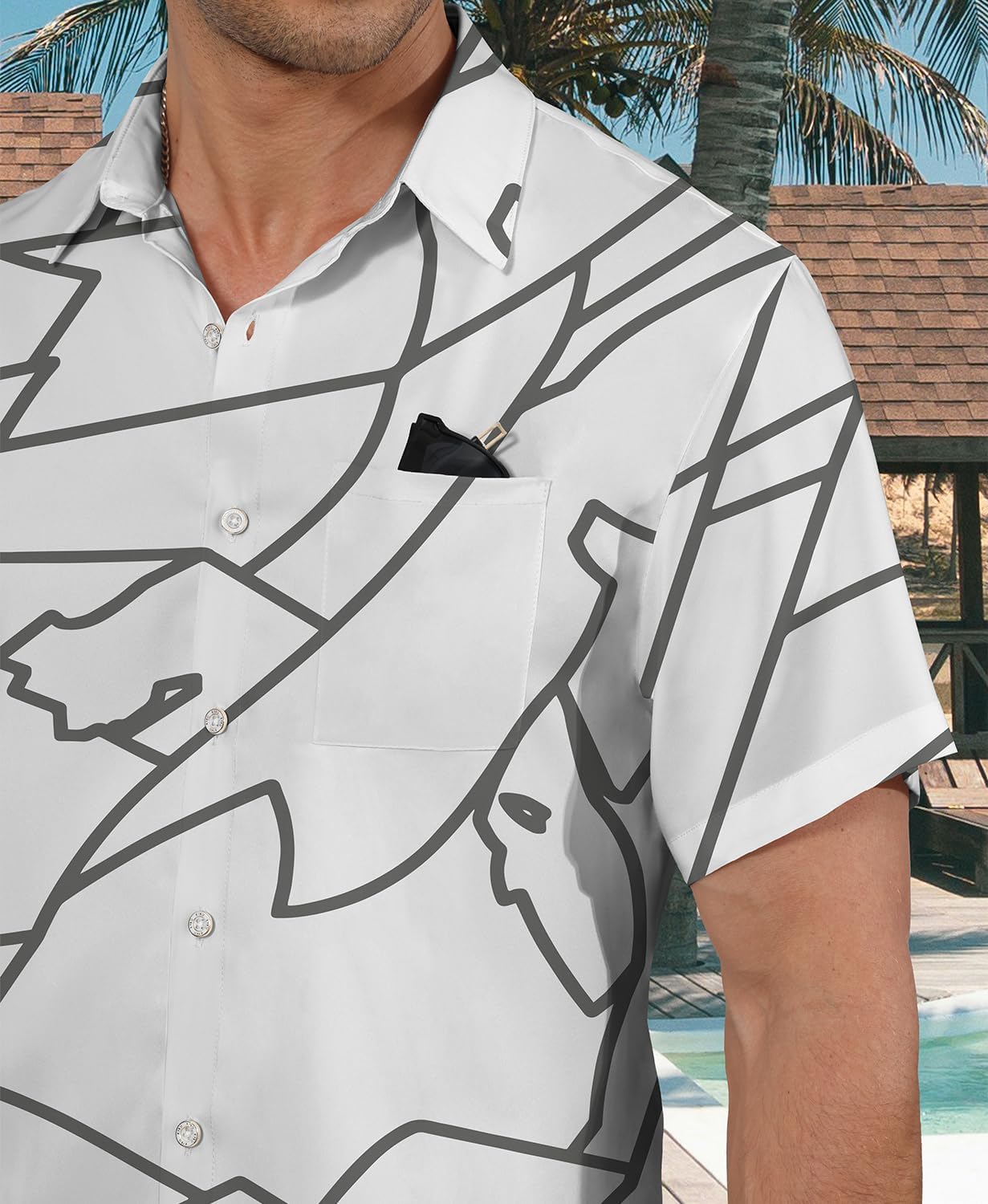 KYKU Hawaiian Shirts for Men Short Sleeve Casual Button Down Tropical Summer Beach Shirt with Pocket - Image 4