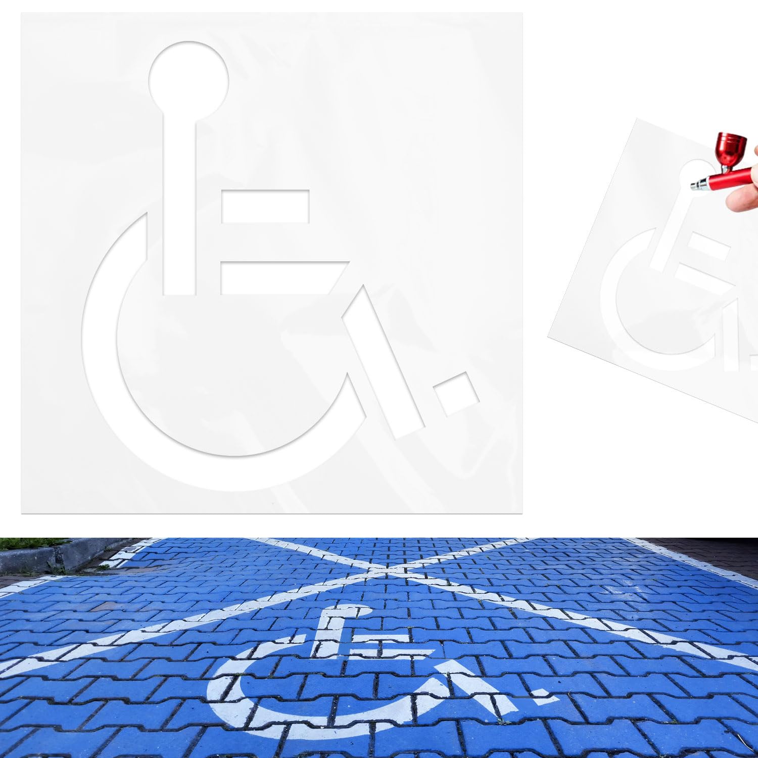92x81,5cm Plantilla Discapacitados para Estacionamiento, Plantilla Silicona Estacionamiento Discapacitados Reutilizable Plantilla Símbolo Silla Ruedas para Discapacitados para Pintura