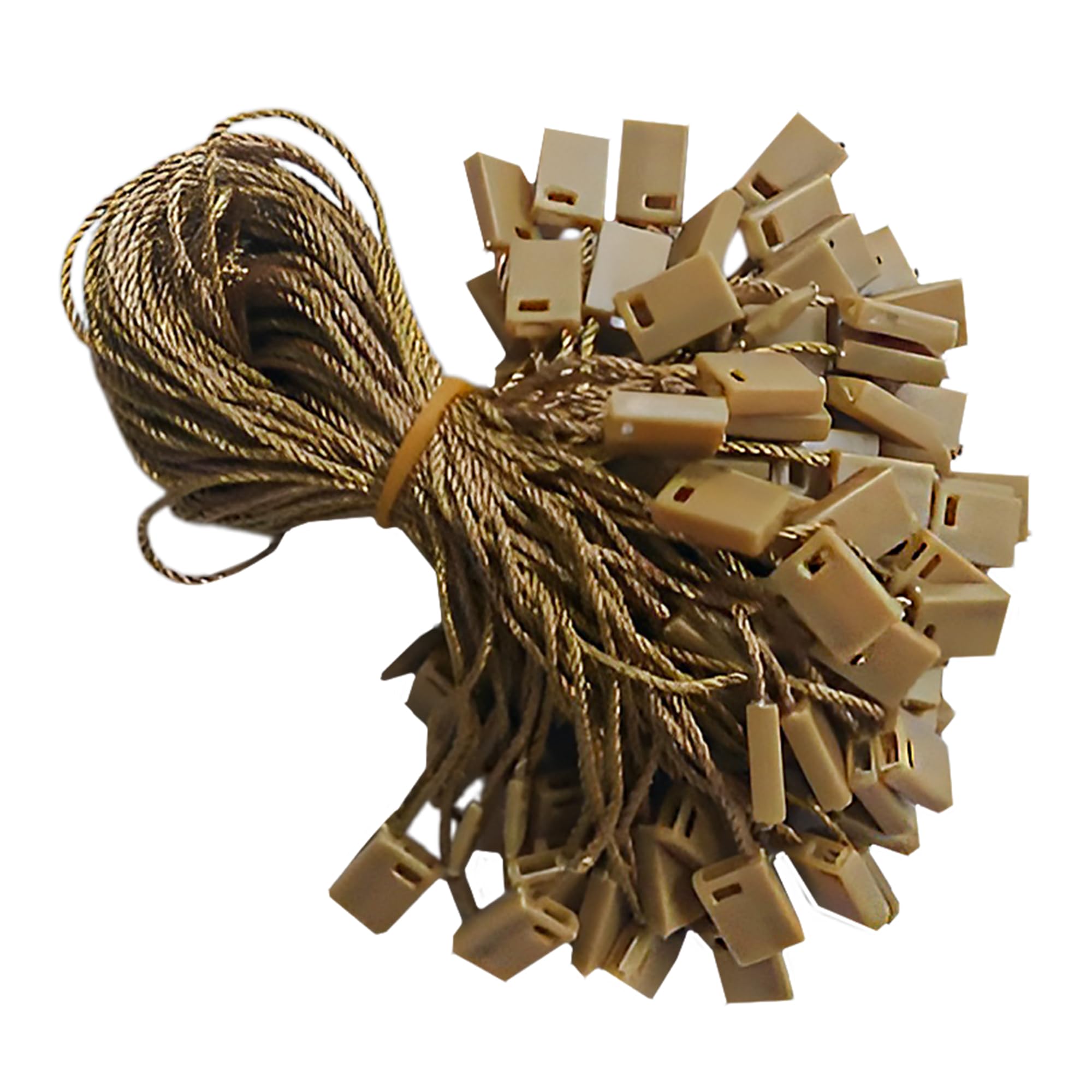 Weddecor Gold Nylon String Hang Tags 7" (18Cm) Long With Square Snap Locker Pin Loop Fasteners For Labels, Clothes, Luggage, Products, Jewelry, 100Pcs