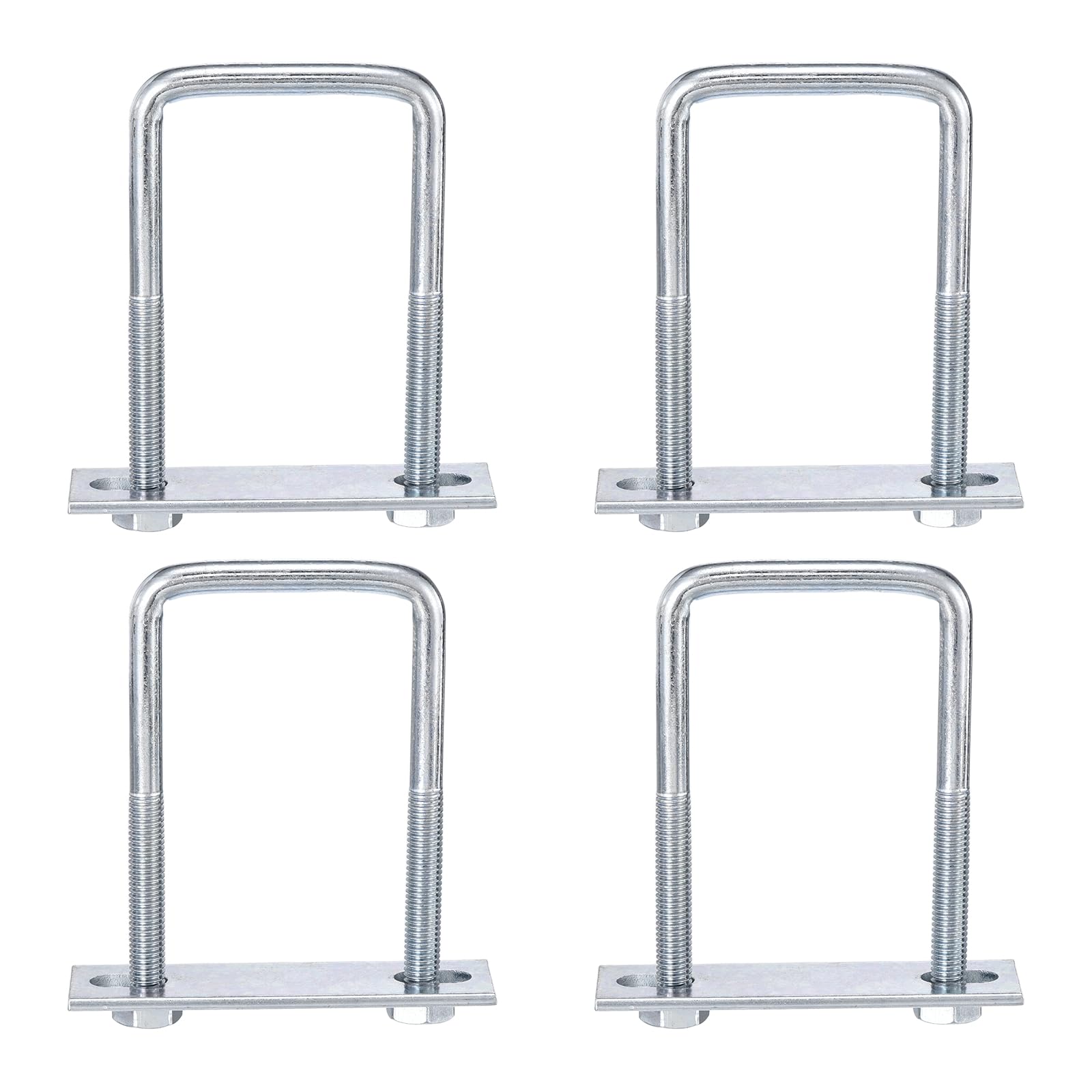 sourcing map 4Pcs Leaf Spring Clamp Kit M8 Square U-Bolts Clamp Fits Leaf Springs Up to 2" Wide Locks Leaf Springs with Screws for Better Control of Axle Torque Trailer Truck Boat 3-15/16" l