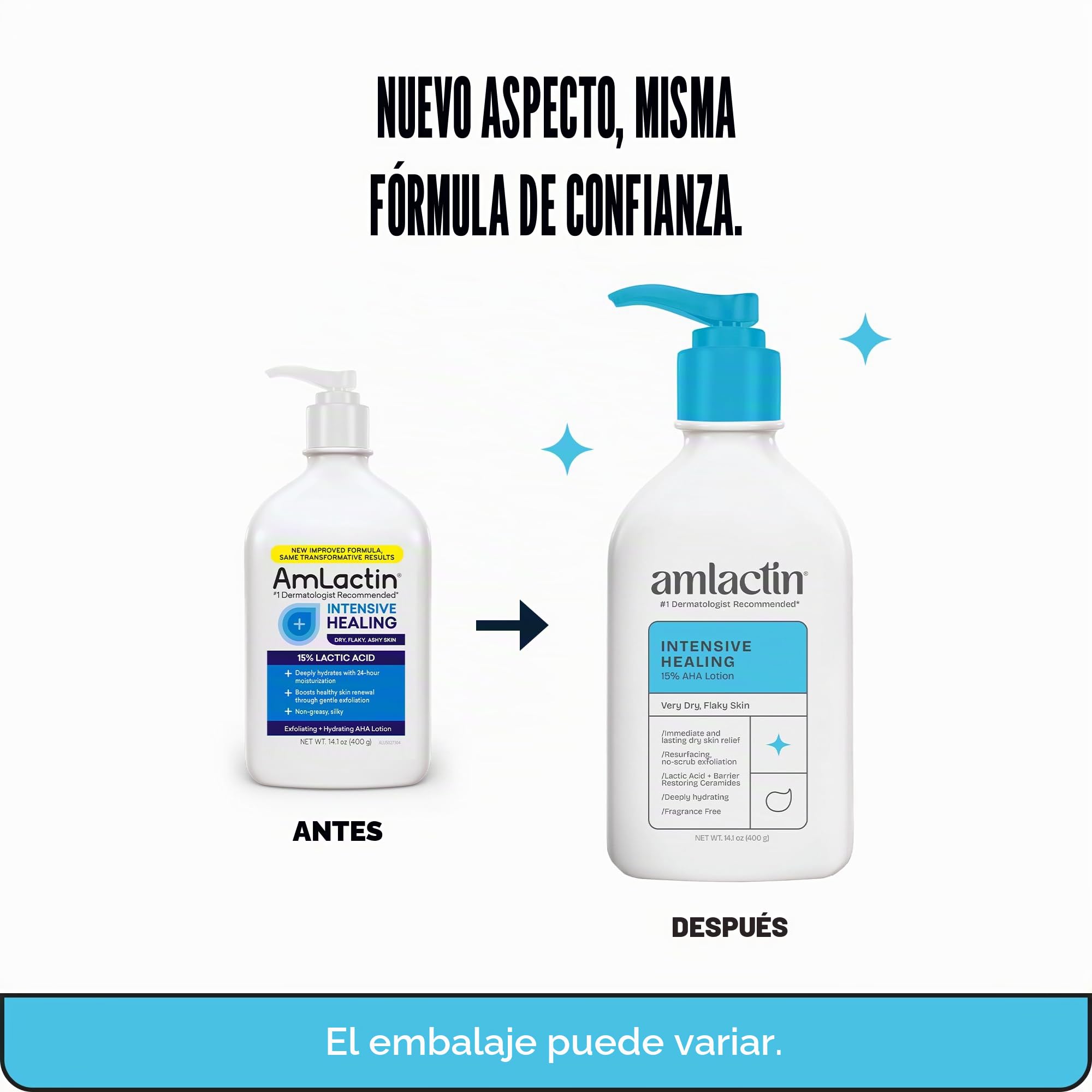 Loción de Alivio Rápido y Restauradora AmLactin + Ceramidas, 420 ml con Bomba, Sin Parabenos