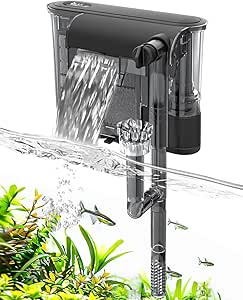 View of AQQA Hang On Back Aquarium Filter, Upgrade Activated Carbon Biochemical ...